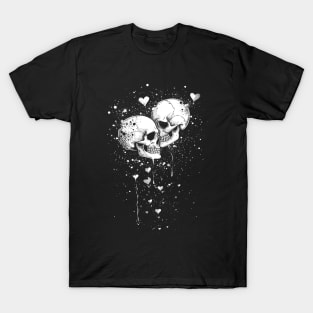 Couple Skull falling in love | Valentines Day Skull T-Shirt